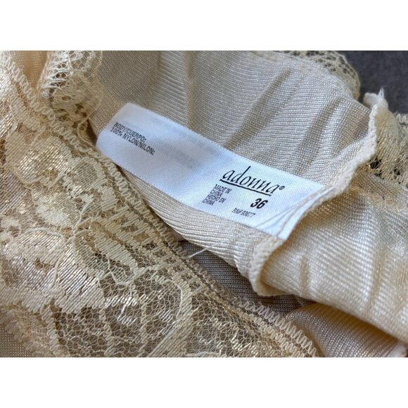 Adonna Womens Camisole Slip Lingerie Size 36 Beige Lace Accents Nylon - Picture 3 of 7